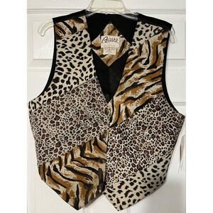 Agapo collection Vintage NWT leather animal print vest‎ size L
